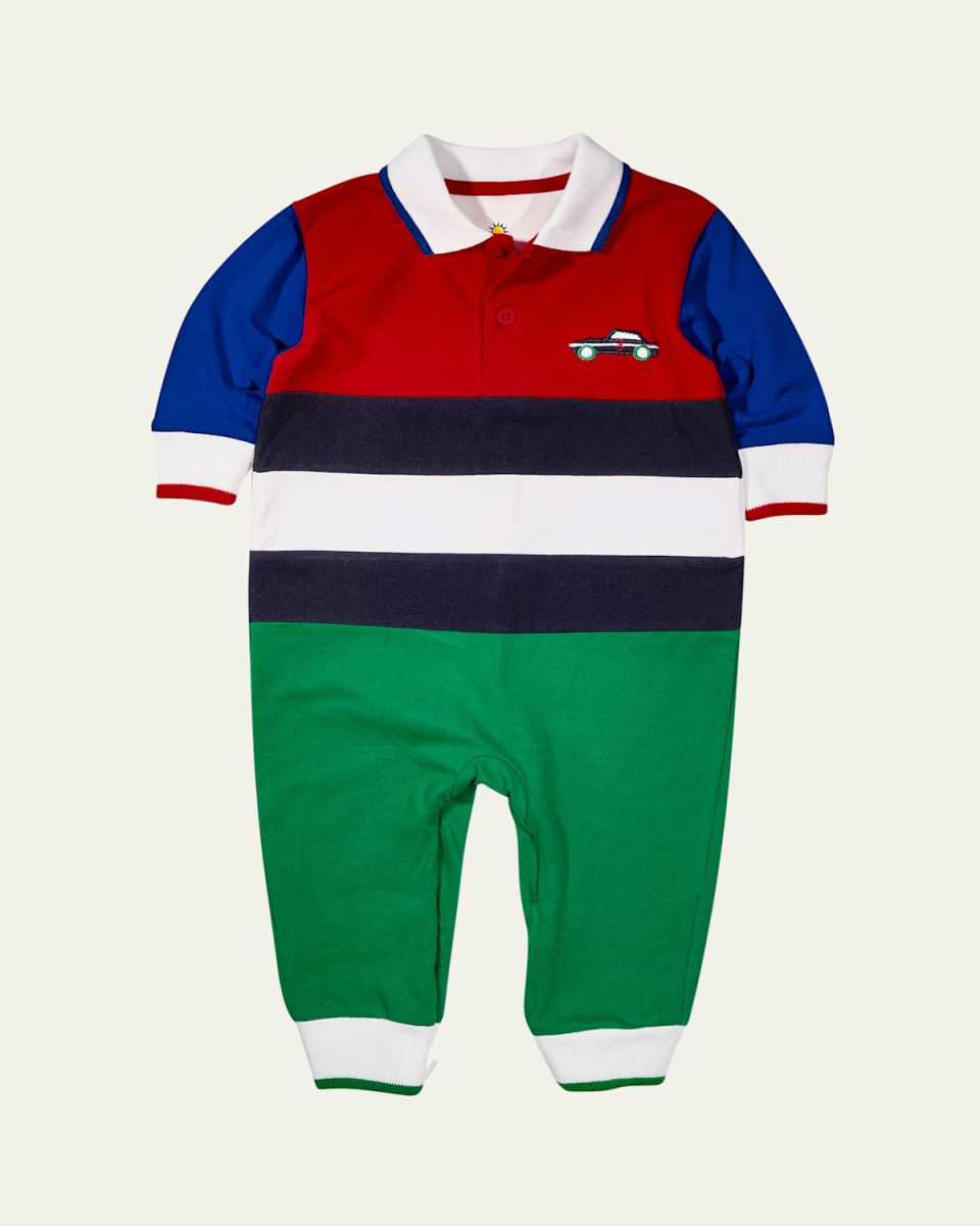 Boy's Race Car Jersey Knit Longall Romper, Size 3M-